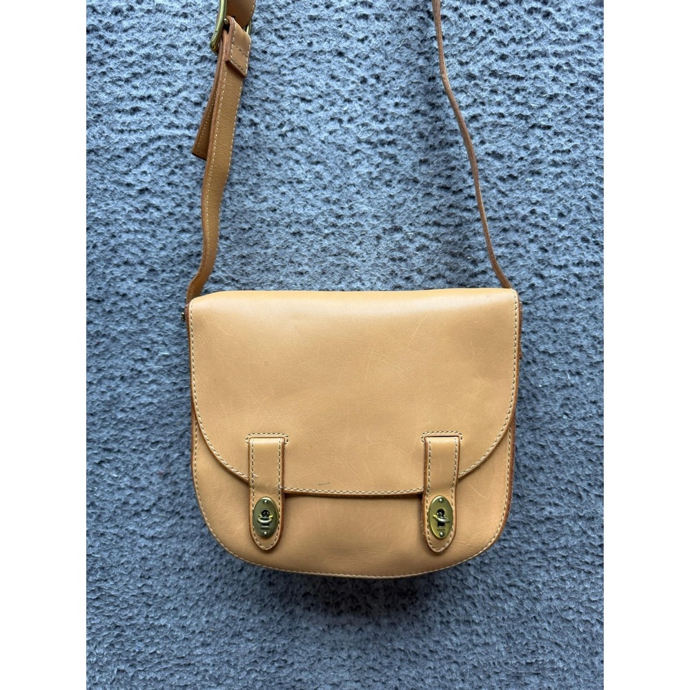 Fossil‎ Austin Leather Turn Lock Saddle Flap Messenger Crossbody Bag Brown
